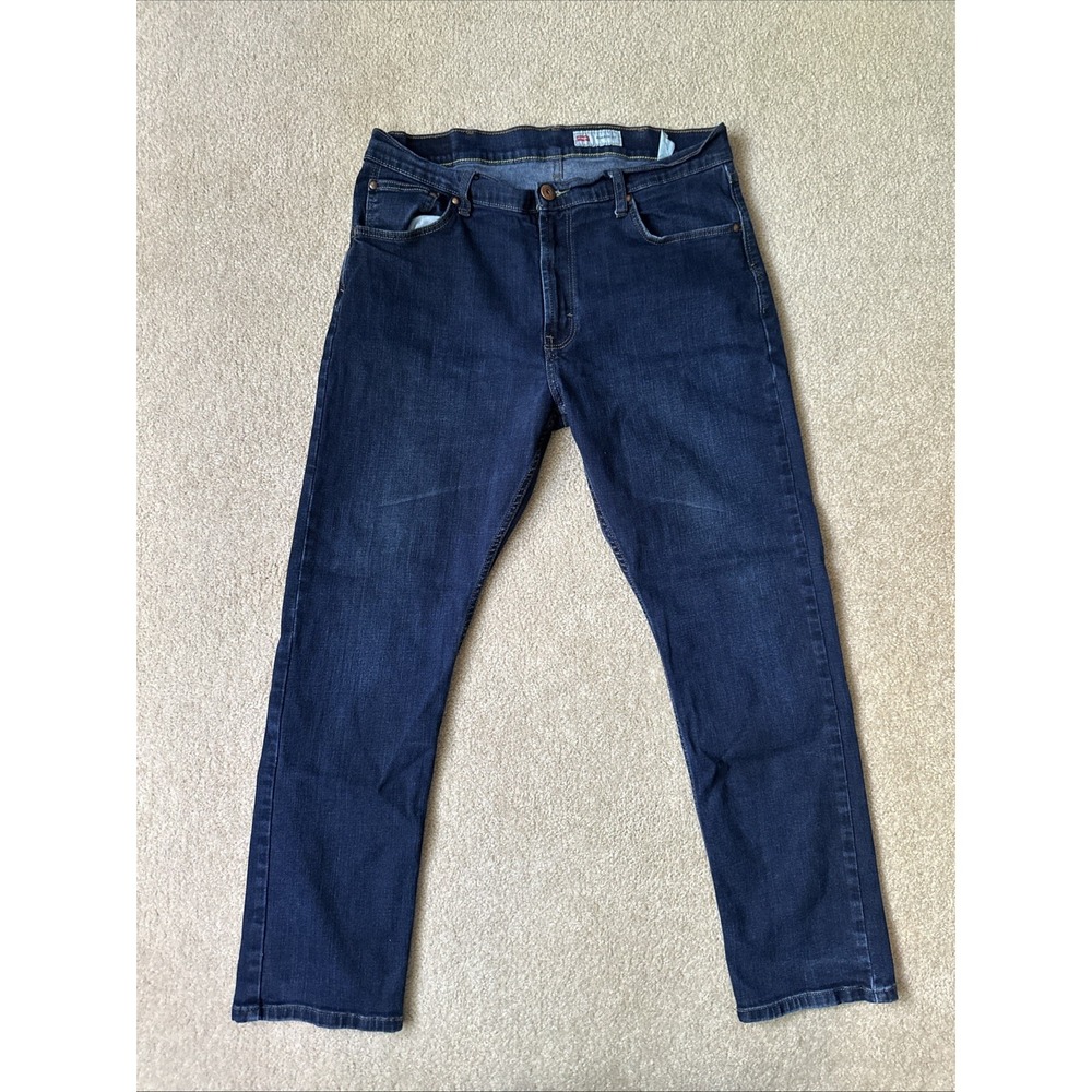 Wrangler Jeans Athletic Fit Mens 36x30 Blue Flex Denim Pants Straight Casual EUC